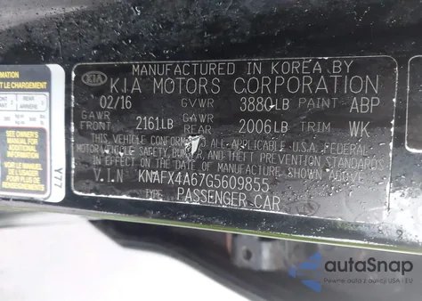 2016 Kia Forte Lx from USA, damaged, VIN KNAFX4A67G5609855